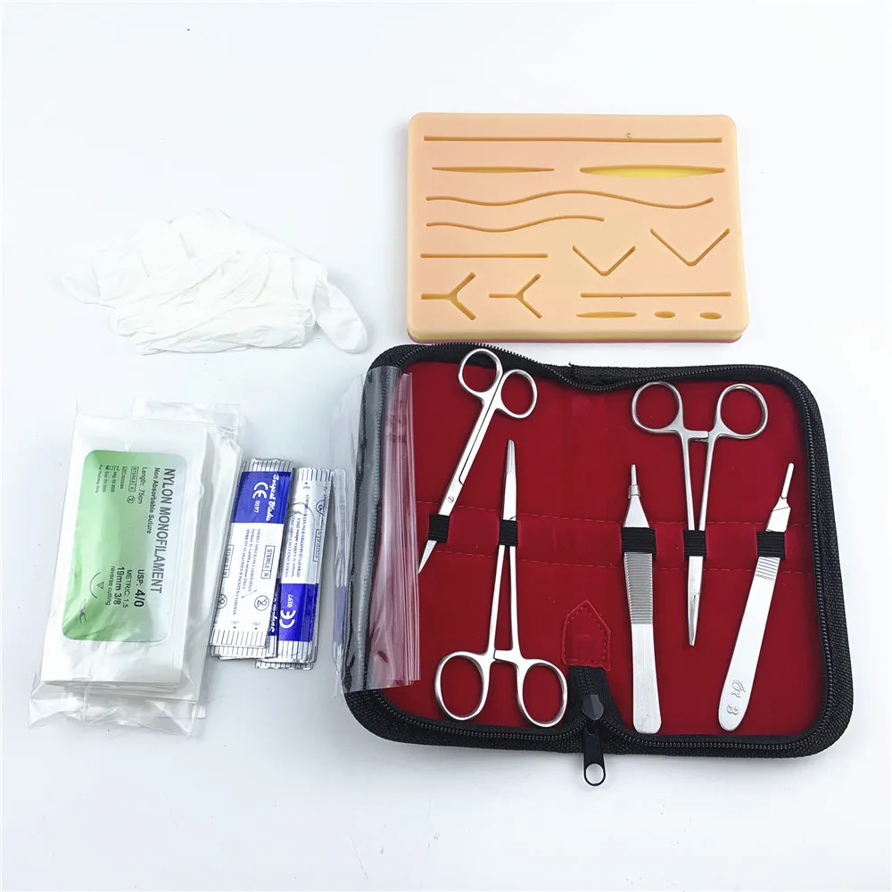 Surgical Suture Training Kit Skin Operate Suture Practice Model Training Pad Needle Scissors Tool Kit Teaching equipment