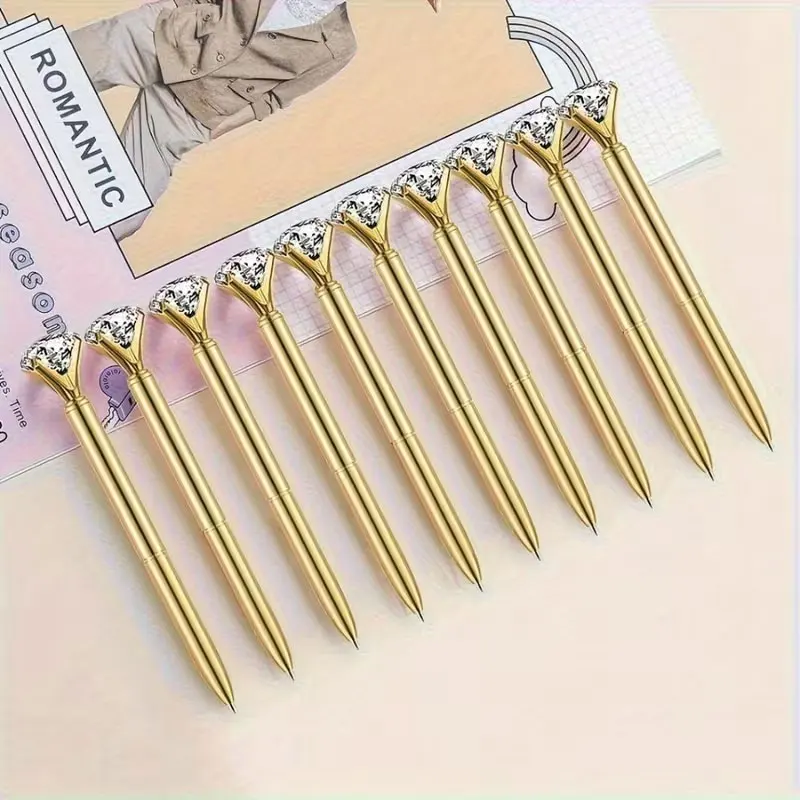 10, 20, 40 Personalized Diamond Nib Pens, Customizable Engraved Ballpoint Pens, Gold Crystal Wedding Signature Pens, Bridal Party Bridesmaid Gifts, Custom Wedding Signature Pens