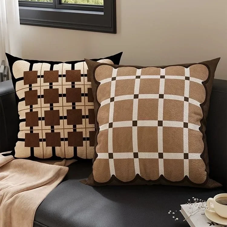 VintageNordic French Light Luxury Brown Pillow Cover Sofa Living Room Cushion Cover Premium Bedside Waist Pillow Back Pillowcase