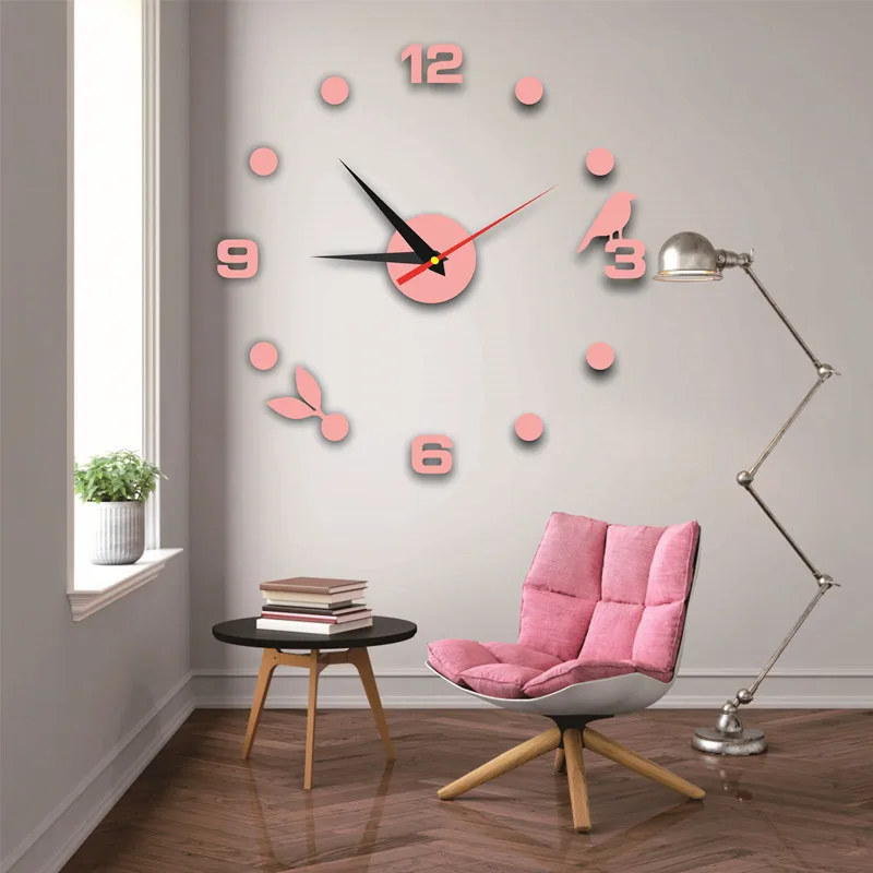 New Luminous Wall Clock Large Watch Horloge 3D DIY Acrylic Mirror Stickers Quartz Duvar Saat Klock Modern Mute Alarm Clock