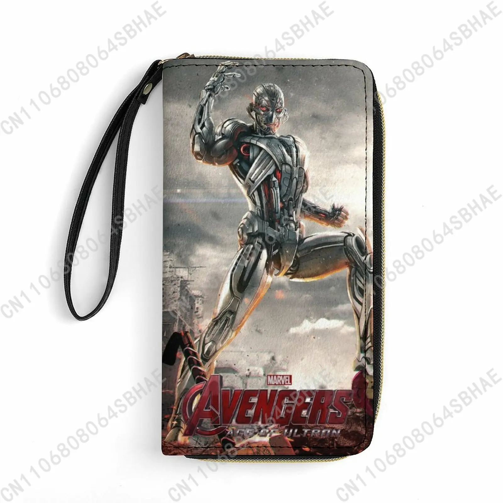 

Marvel Ultron Custom PU Leather Wallet Rope Handle Small Portable Card Holder Men Women Purse Gift Friend Parents Cosplay