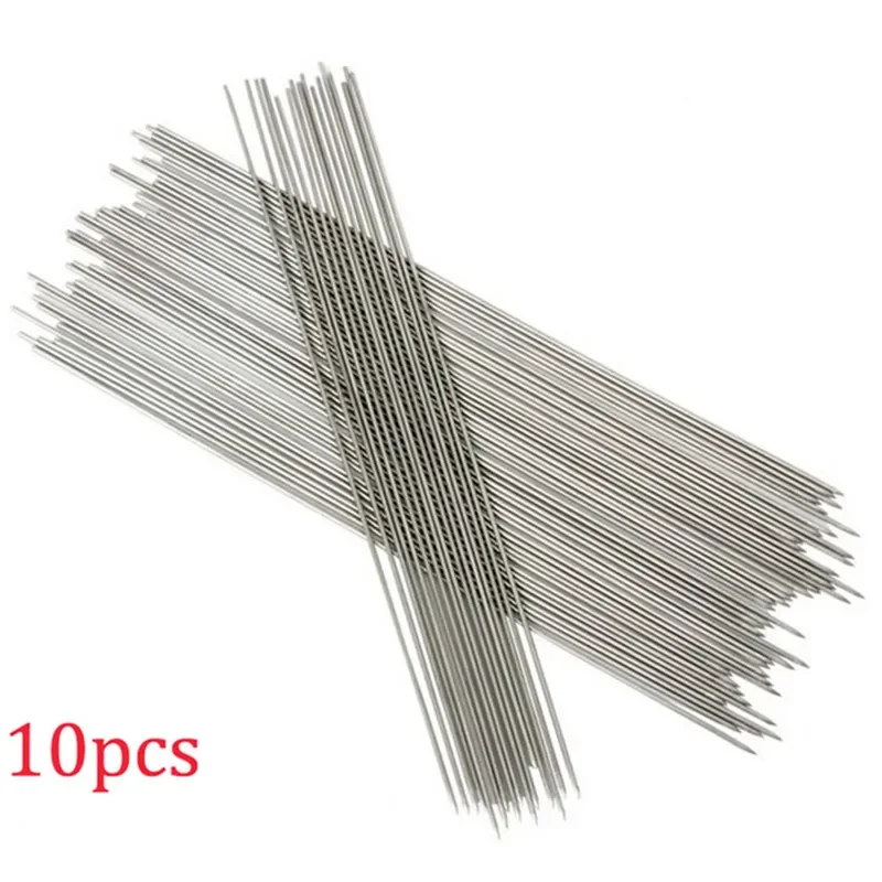 10pcs Stainless Steel Barbecue Grilling BBQ Needles Sticks Skewers Silver Kitchen Accessories 2 Sizes Meat Kebab Camping Tools