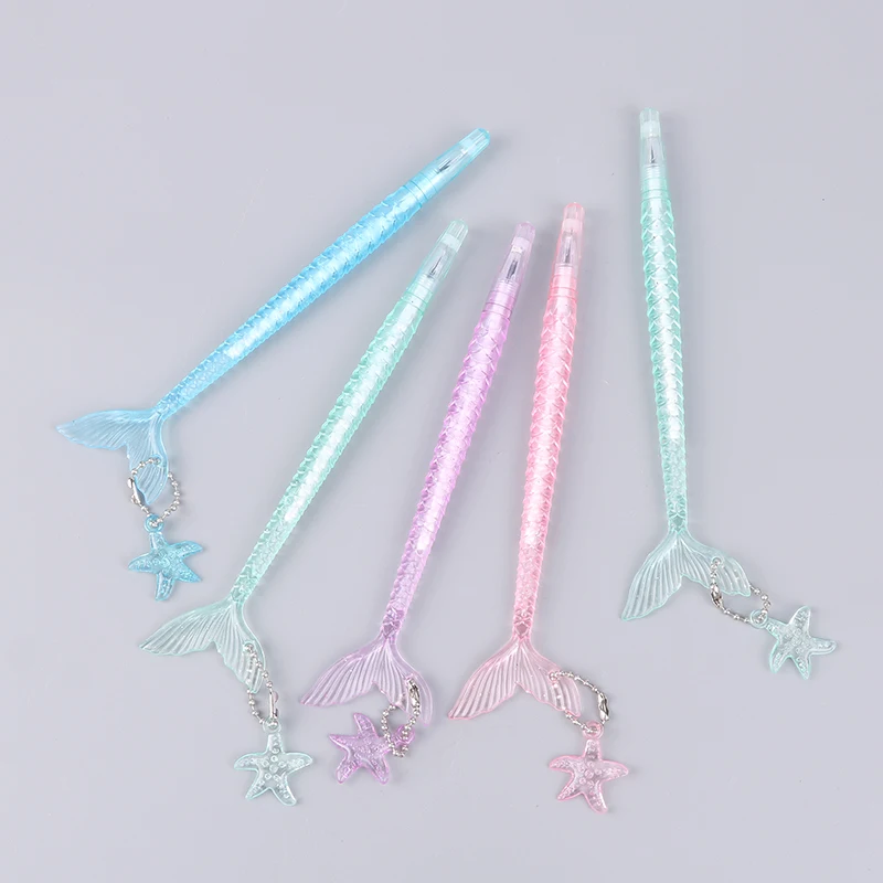 5Pcs Crystal Glitter Mermaid Pendant Neutral Pen Wedding Bridesmaid Guest Gift Kids Birthday Party Favors student Gifts