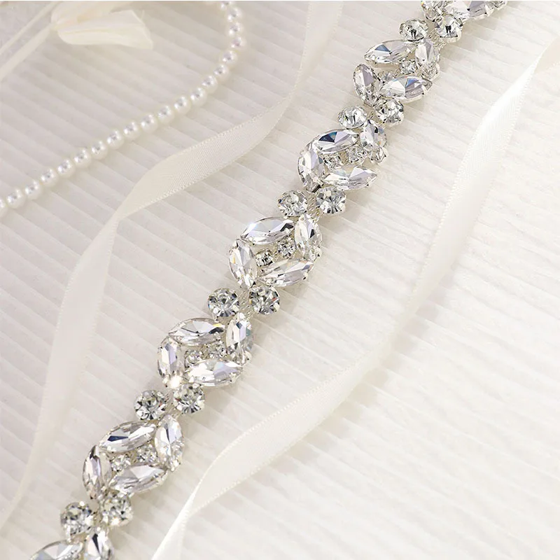 

Shimmering Alloy & Satin Bridal Belt with Rhinestone-Embellished Bow, Wedding Dress Waist Cincher Accessories