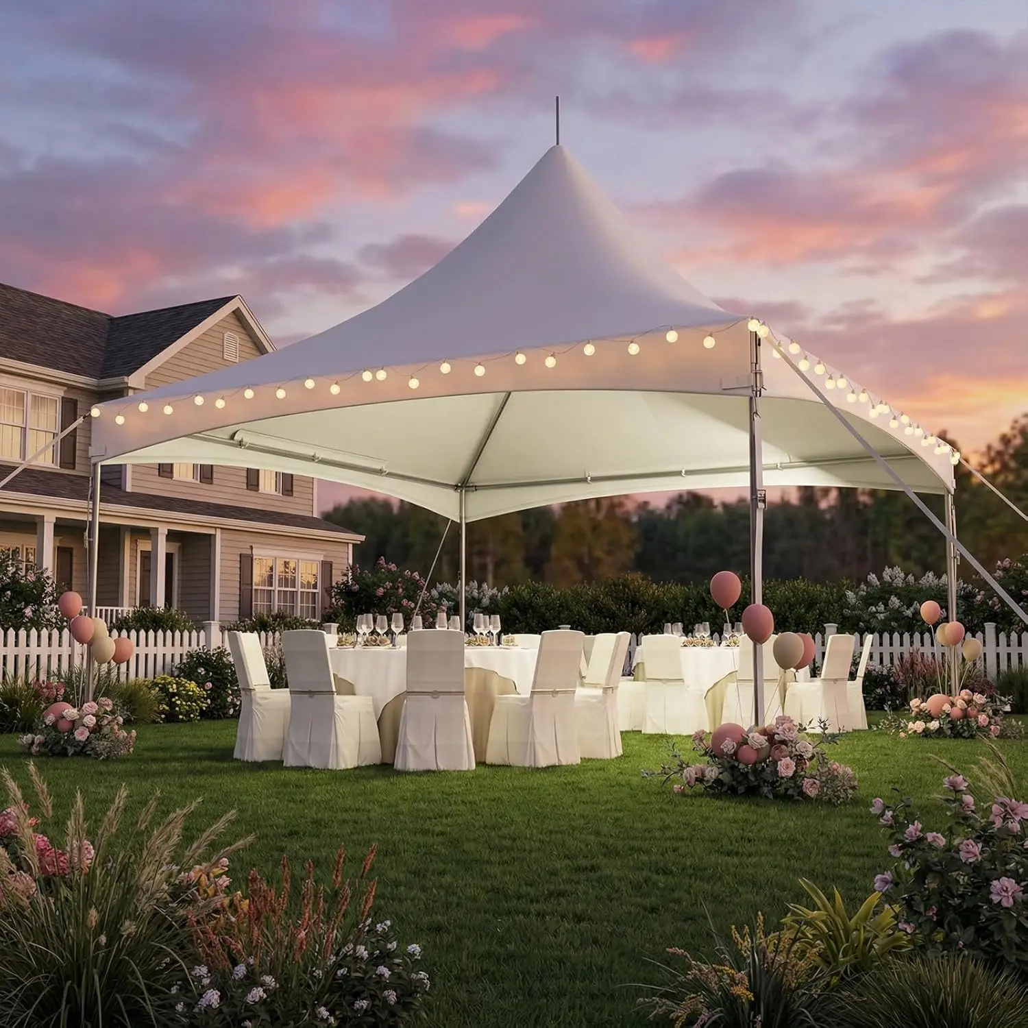 

Тент-шатер для мероприятий 20x20 футов, сверхпрочный, с высокой крышей, из ПВХ, для 70 гостей, идеально подходит для свадеб, мероприятий и индивидуальных заказов