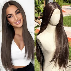 Chocolate Brown #4 Bone Straight 200% Density 40 Inches 13x6 13x4 HD Tra