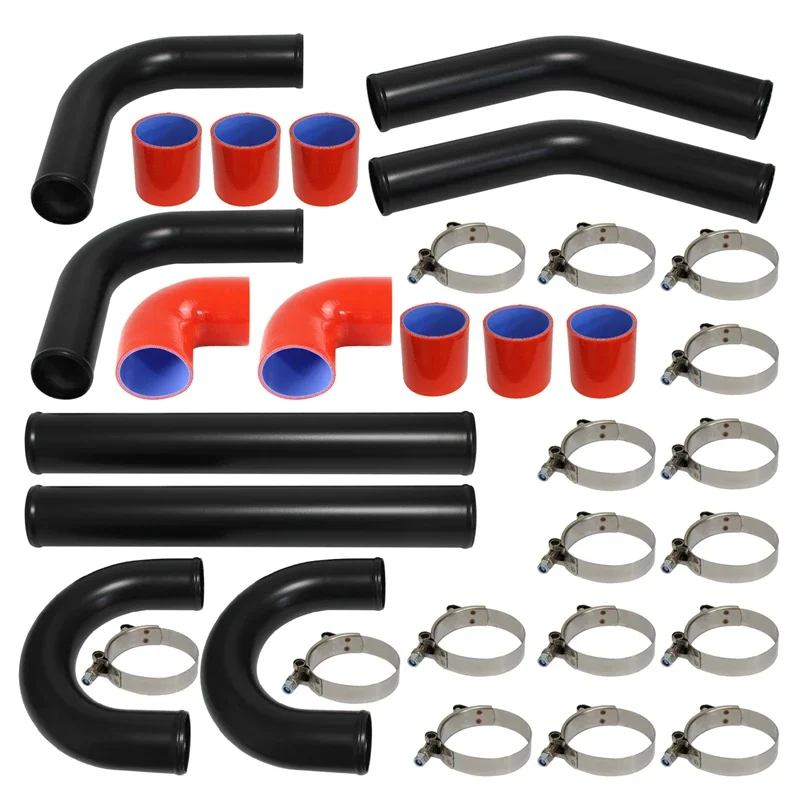 

Intercooler 2.5" 63mm Universal Turbo Boost Piping Pipe 8PCS Hose Kit L=450mm
