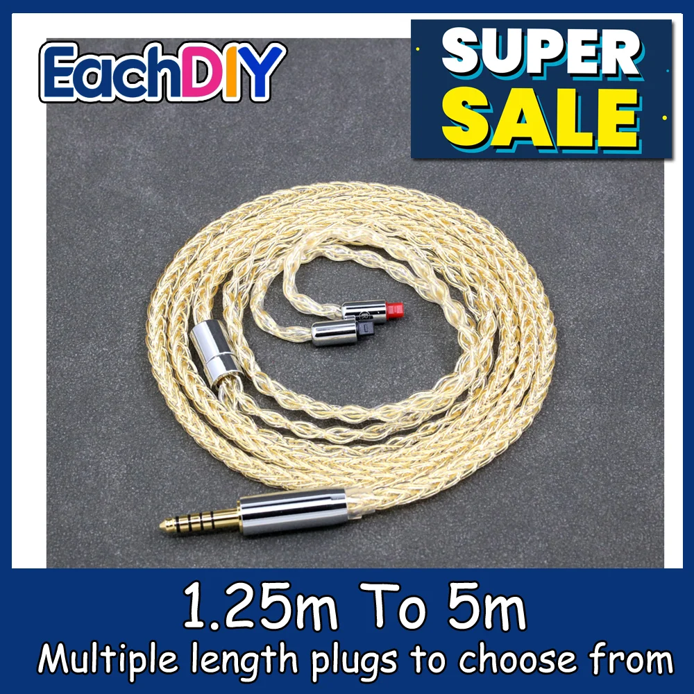 

8 Core 99% 7n Pure Silver 24k Gold Plated Earphone Cable for Audio-Technica ATH-IM50 IM70 IM01 IM02 IM03 IM04 LN008818