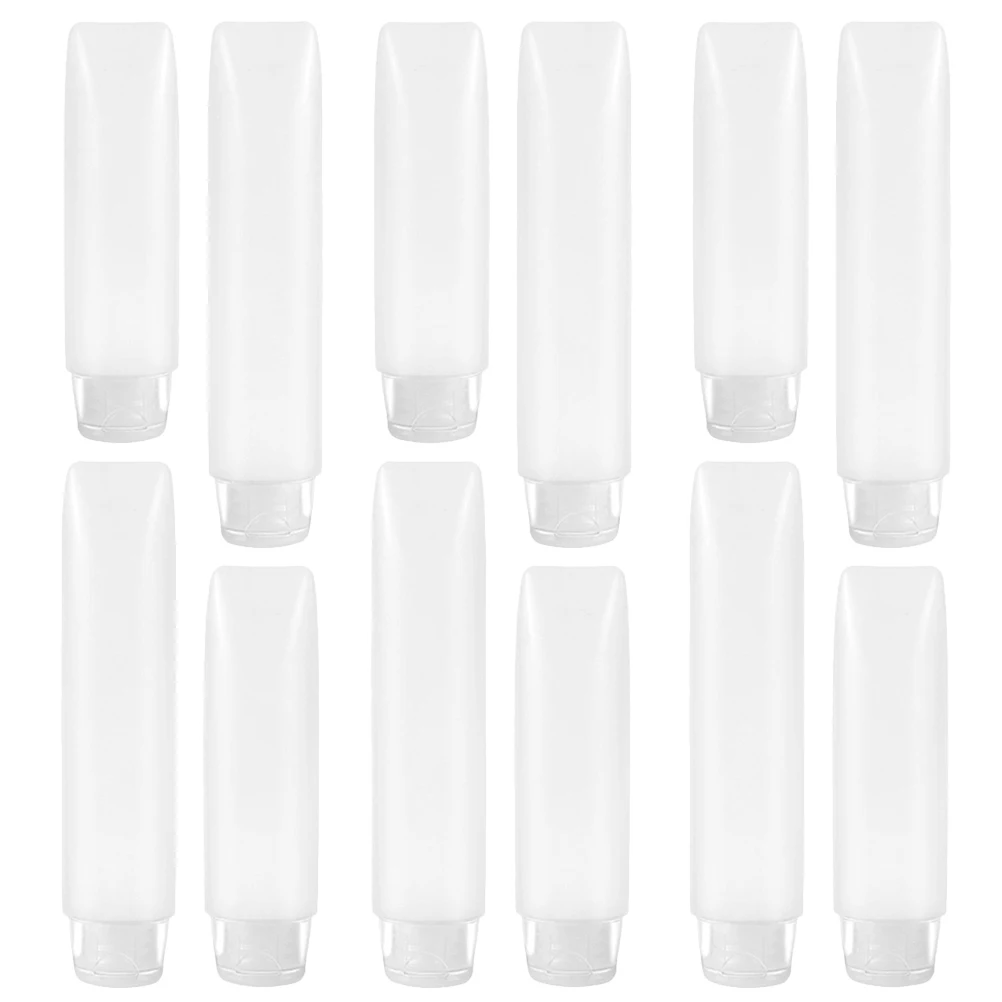 

12pcs Bottles Clear Containers Short Travel Refillable Tubes Portable Squeeze Lotion Packing Sub Sealing Facial
