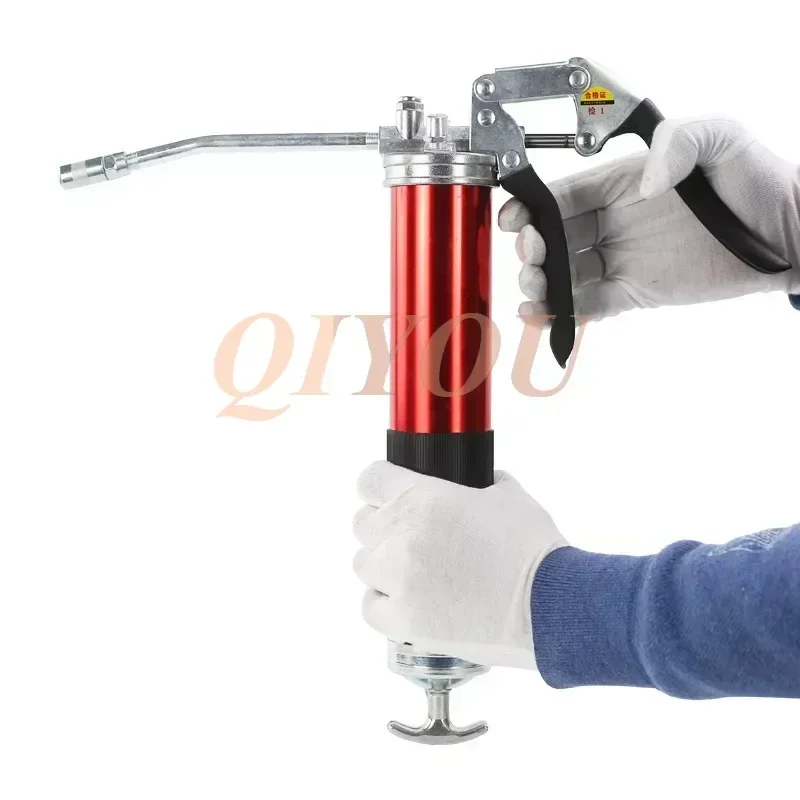 

New Heavy Duty Professional Pistol Grip Grease Gun With Flexible Hose, Extension Rigid Pipe, 500cc Grease Gun Kit, Red