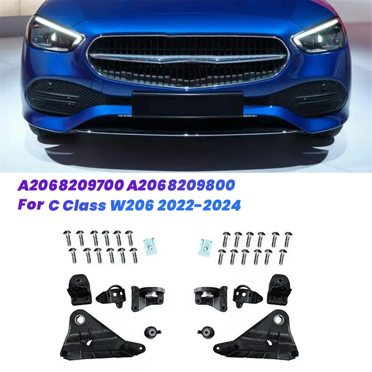 1Pair Headlight Repair Bracket Kits A2068209700 A2068209800 for Mercedes-Benz C Class W206 2022-2024 Headlamp Fixed Claw