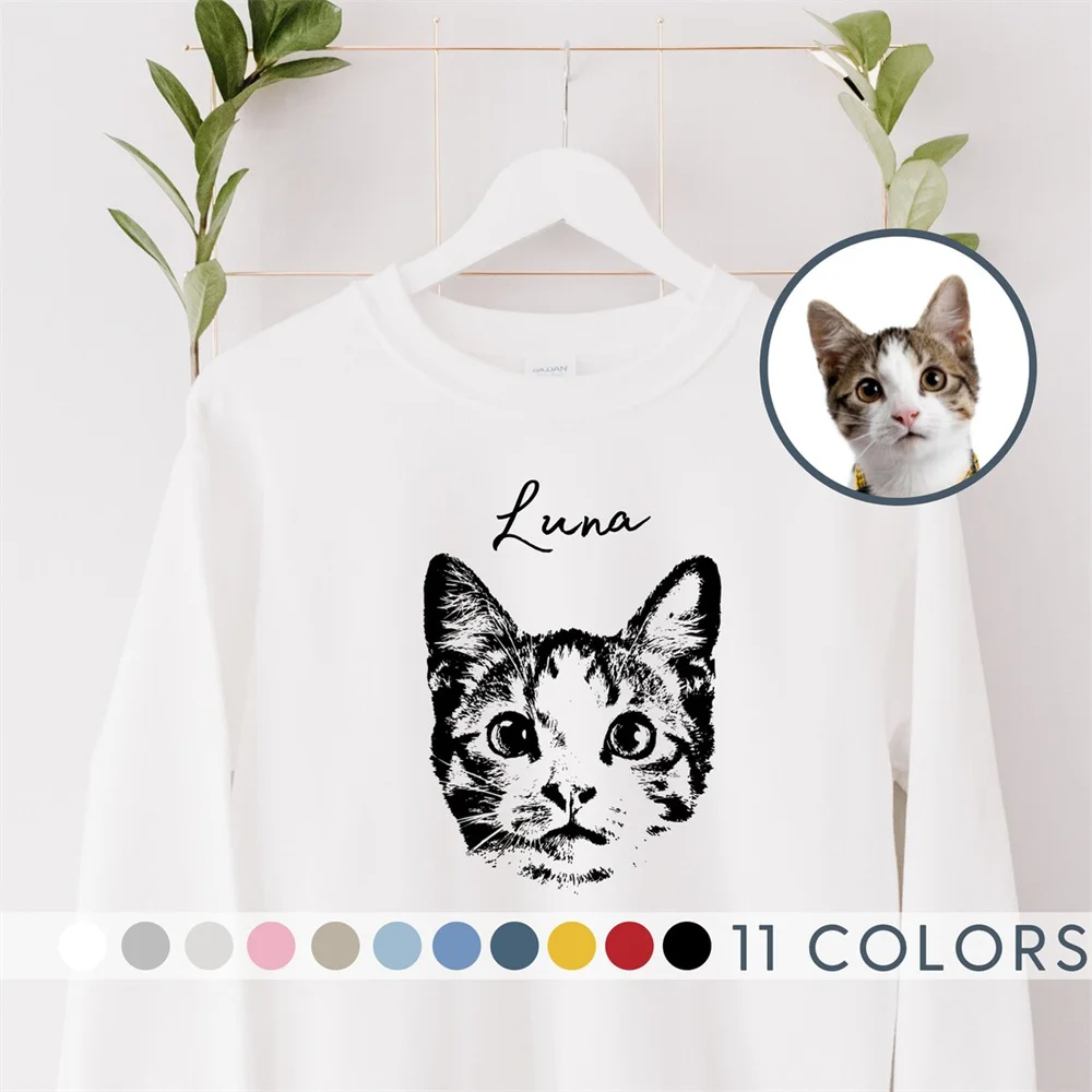 Custom Cat Sweaters Using Pet Photo + Name Custom Dog Hoodies Personalized Dog Sweater Custom Dog Sweatshirt Custom Cat Sweater