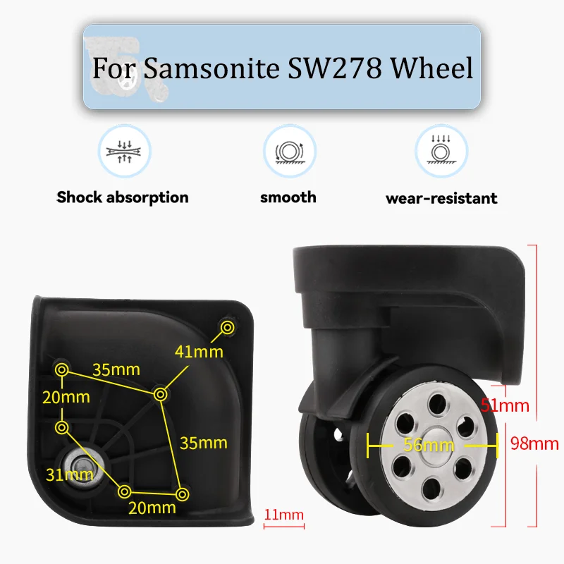 

For Samsonite SW278 Universal Wheel Replacement Suitcase Rotating Smooth Silent Shock Absorbing Wheel Accessories Wheels Casters