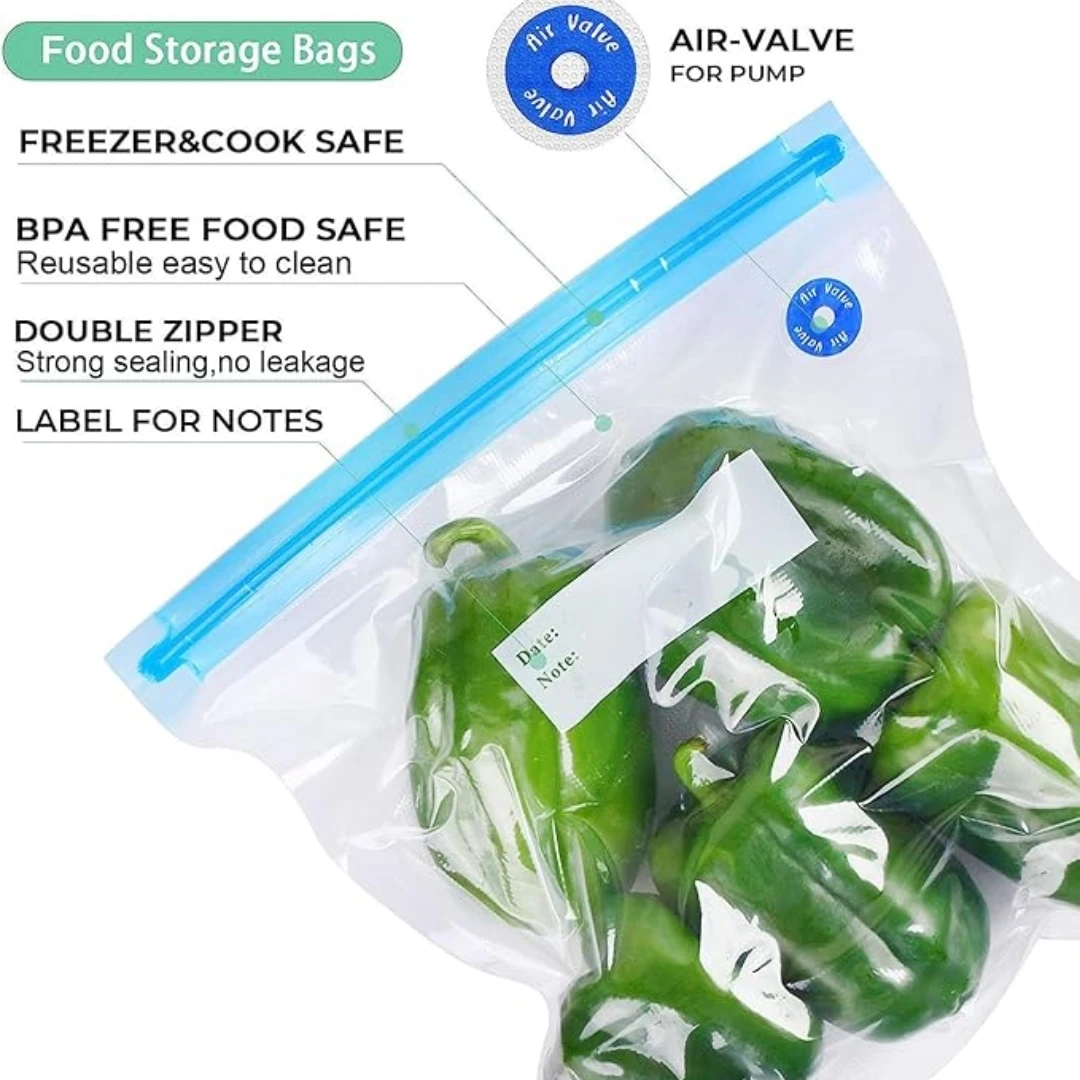 Sous-Vide-Beutel, wiederverwendbar, BPA-frei, Vakuumbeutel, Vakuum-Aufbewahrungsbeutel für Lebensmittel zum Kochen/Lebensmittelaufbewahrung/Mikrowellenheizung