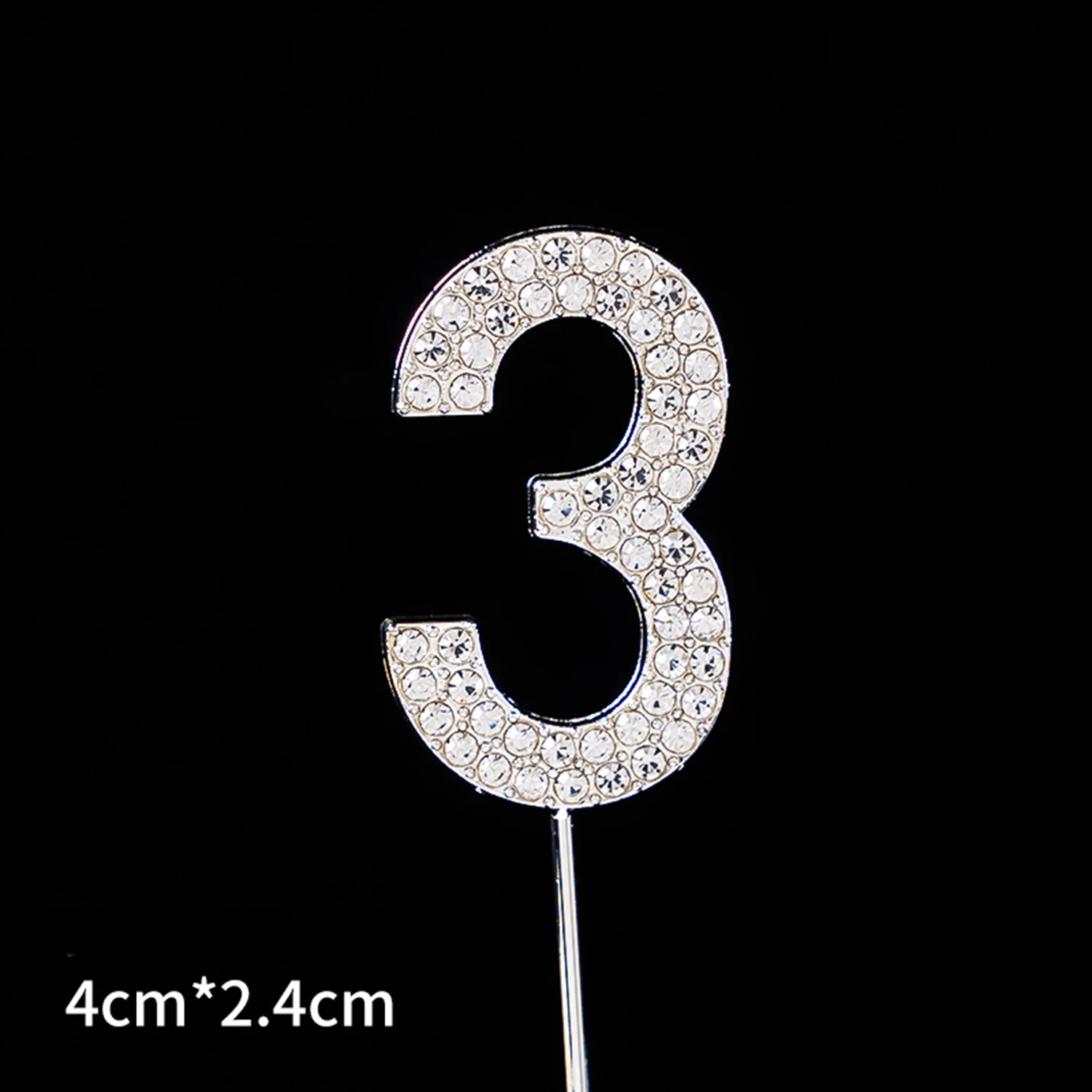 1pc 0-9 Alloy Diamond Digital Cake Toppers Fairy  Plugin Sparkling Crystal Digits Wedding Children\'s Birthday Cake Decoration