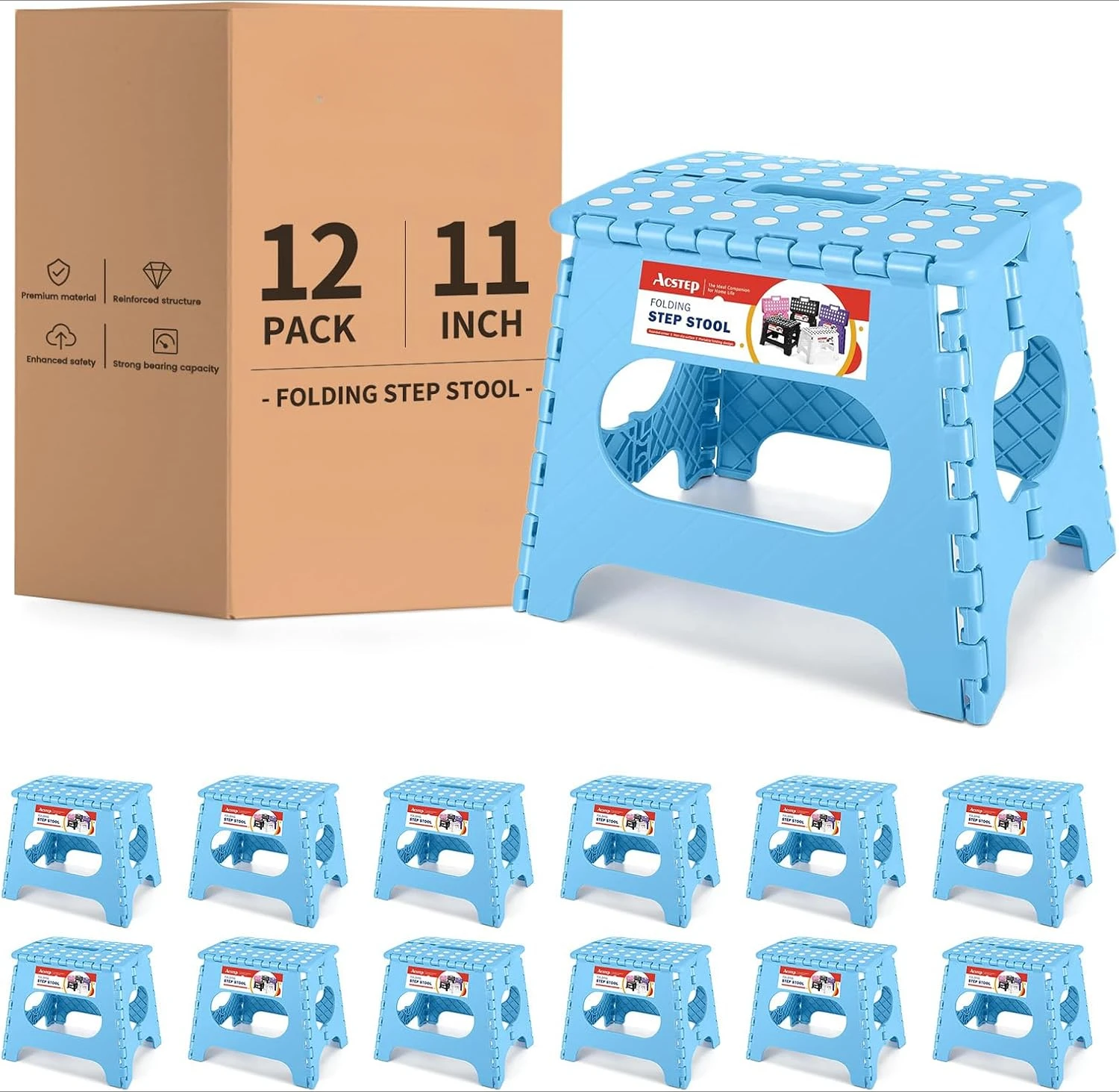 مقعد قابل للطي للبالغين والأطفال، مقعد بلاستيكي قابل للطي غير قابل للانزلاق، مقعد قابل للطي مع حامل مقبض