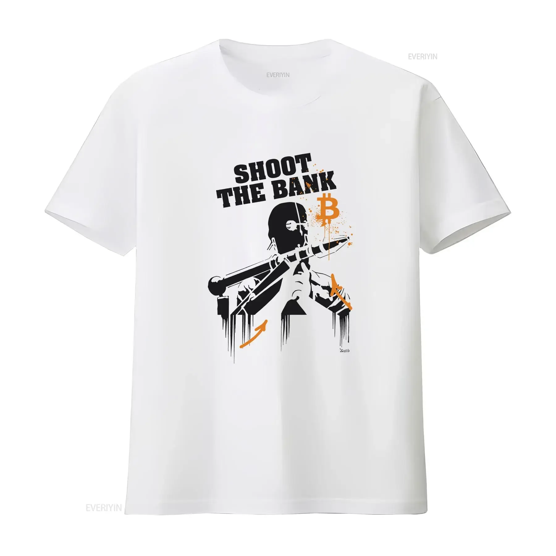 Shoot The Bank X Bitcoin Organic cotton T shirt Design JP Malot Adagp long or short sleeves vintage Washed Soft Casual