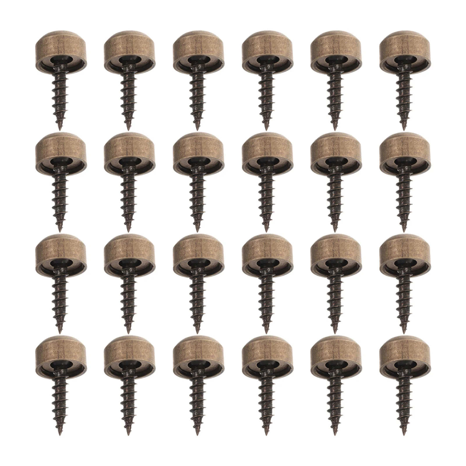 24Pcs Copper Decorative Screws with Caps Self-Tapping for Mirror Wall Mounting Wood Upholstery Fastening Hardware Curved Elegant