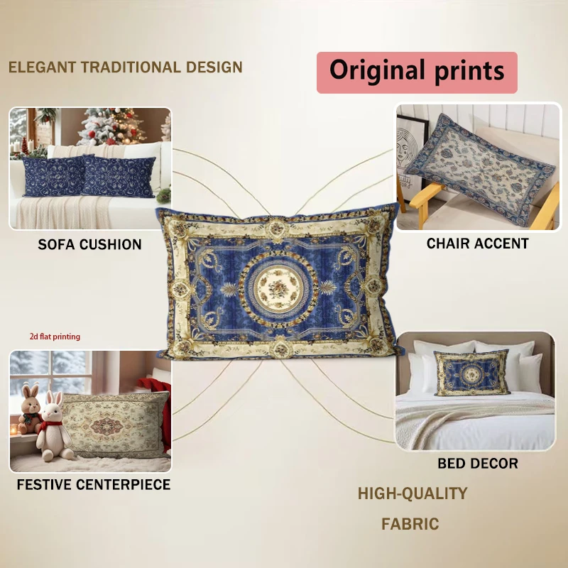 Imagen 7: Fundas de cojín vintage con diseño floral persa, adecuadas para sofá, dormitorio, coche, cojín rectangular, cojín para la espalda