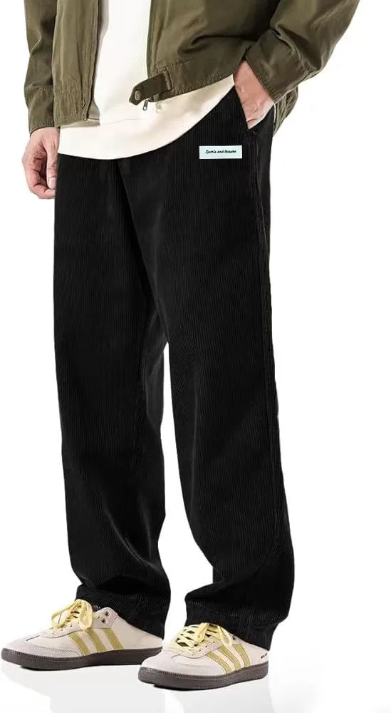 

Men's corduroy loose European size hanging multi-functional casual straight leg pants, suitable for daily travel