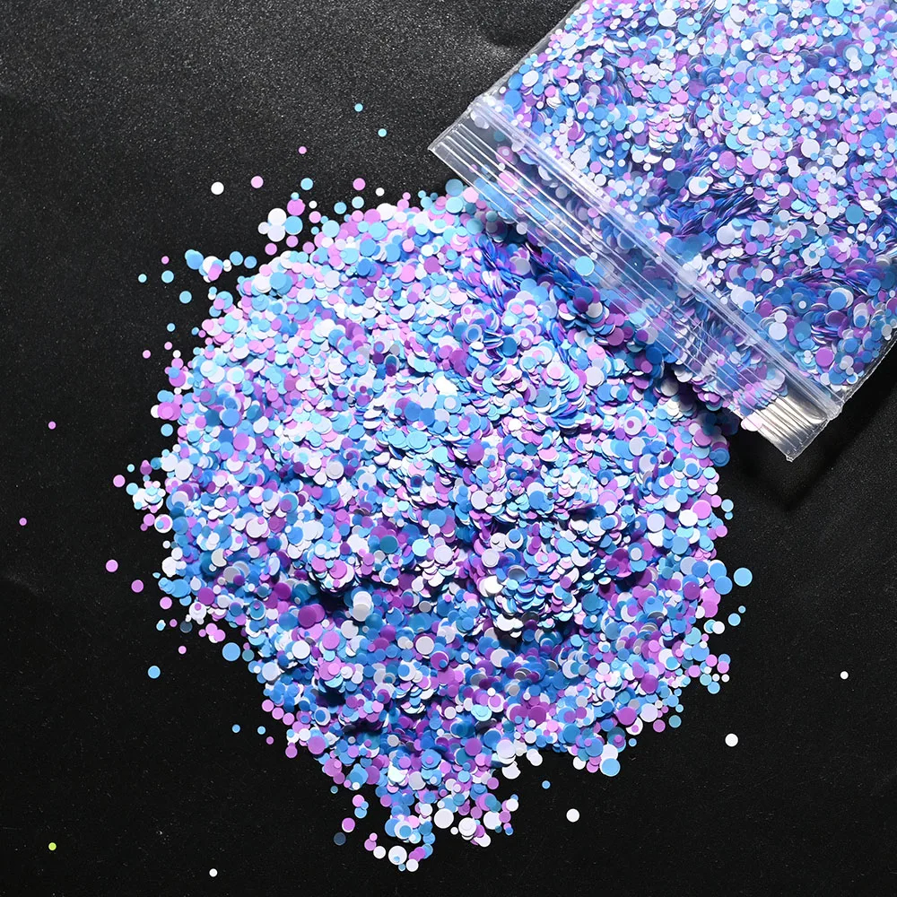 50g in 1 bag 1mm 2mm 3mm Mixed Round Sequin Nail Glitters (12 colors) Neon Mixed Color Dot Glitter | Unique Mix