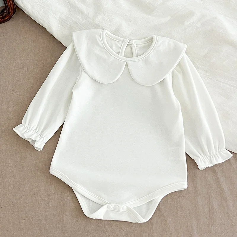 Baby Boys Girl Jumpsuit Autumn Newborn Romper Long Sleeved Solid Color Cotton Splicing Toddler Baby Girl Romper Children Clothes