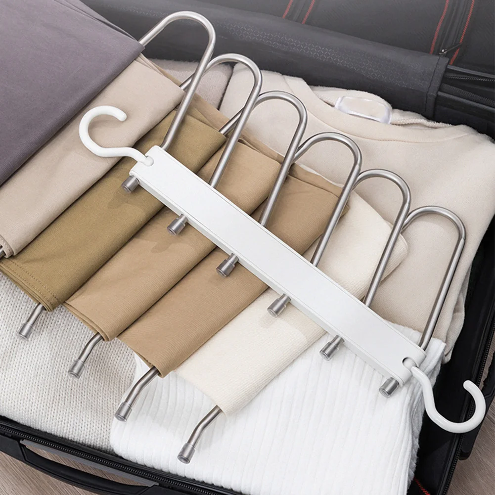 

Foldable Pants Storage Stand Non-slip Clothes Holder With Double Hooks For Bathroom