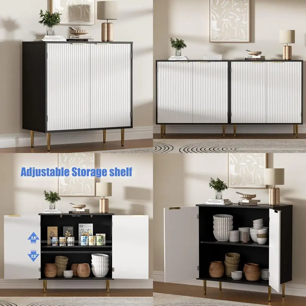 

Современная регулируемая полка-буфет с золотыми ручками и ножками, акцентная станция для кофе-бара для современной кухни