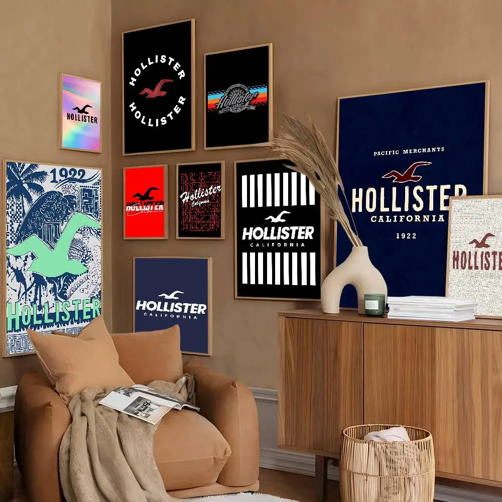 Pôsteres Clássicos Vintage da Marca H-Hollister, Decoração de Pintura em Papel Kraft Branco, Arte de Parede Kawaii para Decoração de Quarto