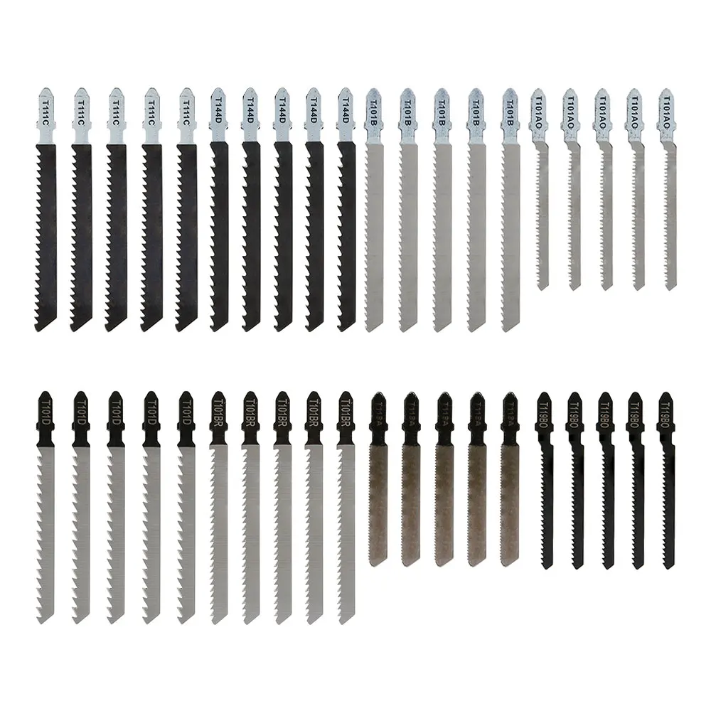 40pcs Jigsaw Blades Set Assorted T-Shank Jig Saw Blades Professional Saw Cutter Accessories for Wood, Plastic and Metal Cutting