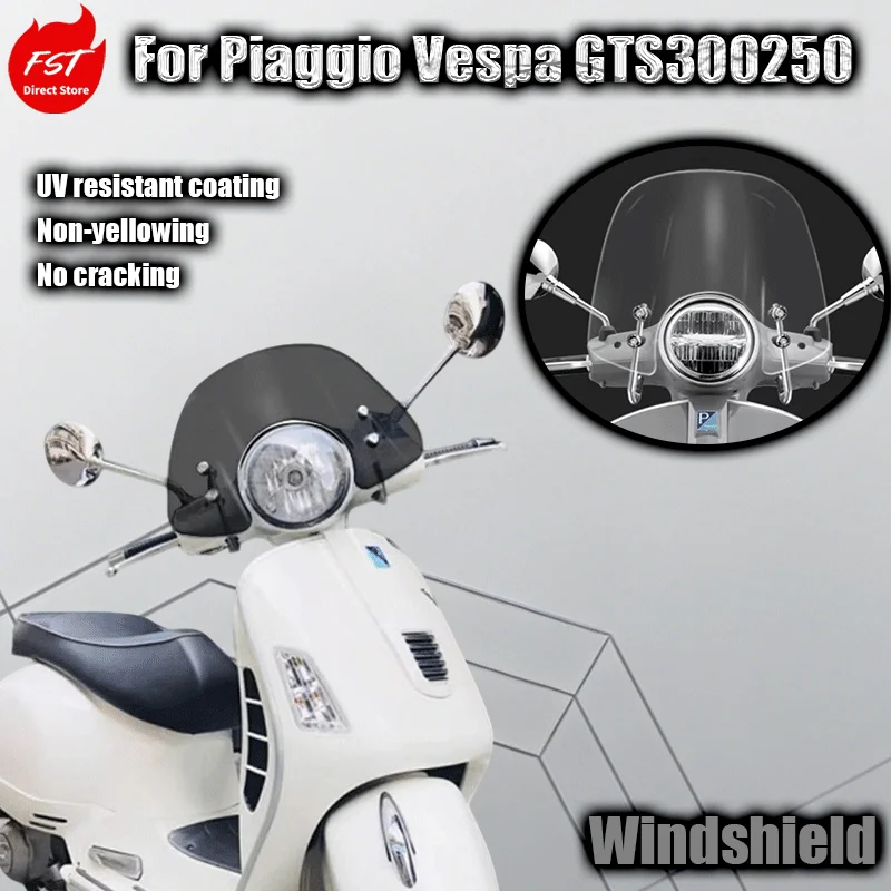 For Piaggio Vespa GTS300/250 windshields - no cutting required impact-resistant and scratch-resistant windshields