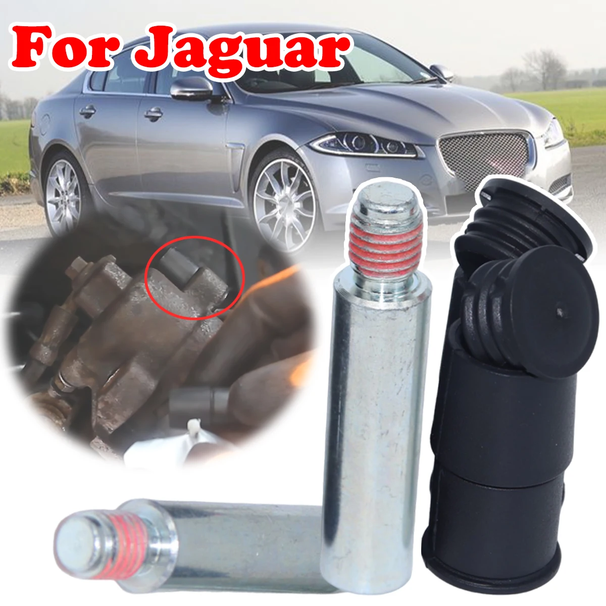 

For Jaguar XK8 XF Front Brake Caliper Slider Guide Pins Bolt Kit Left Right Disc Housing Bellows Sleeve Bushing Car Accessories