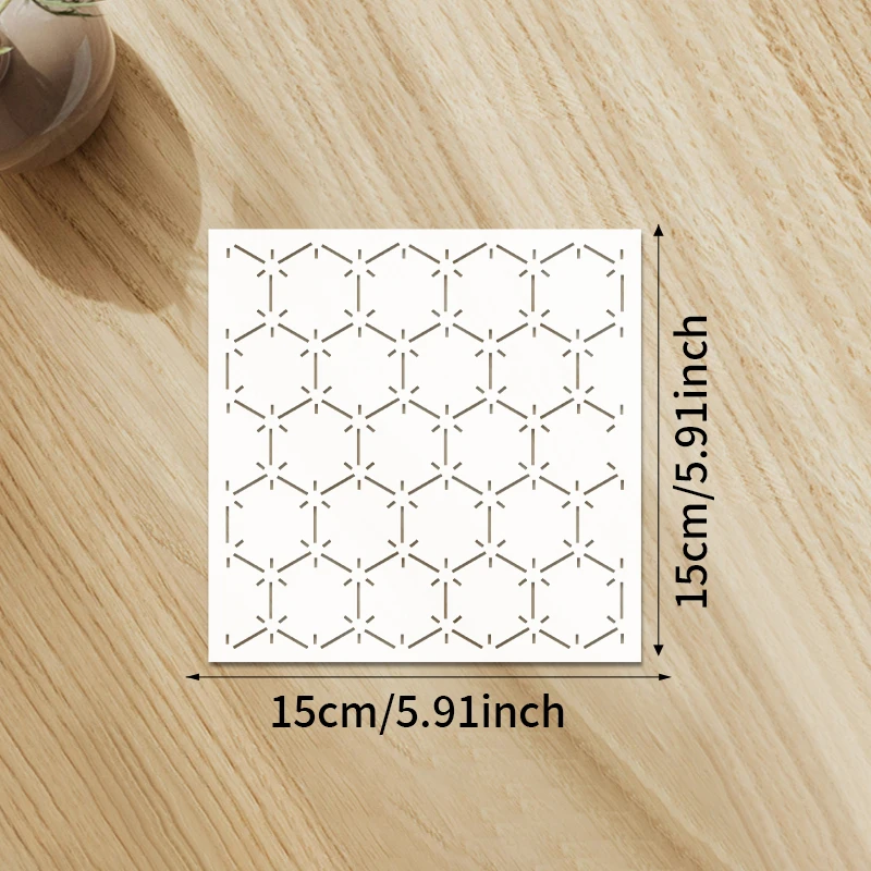 NUBECOM 9pcs Sashiko Geometric Patchwork Template