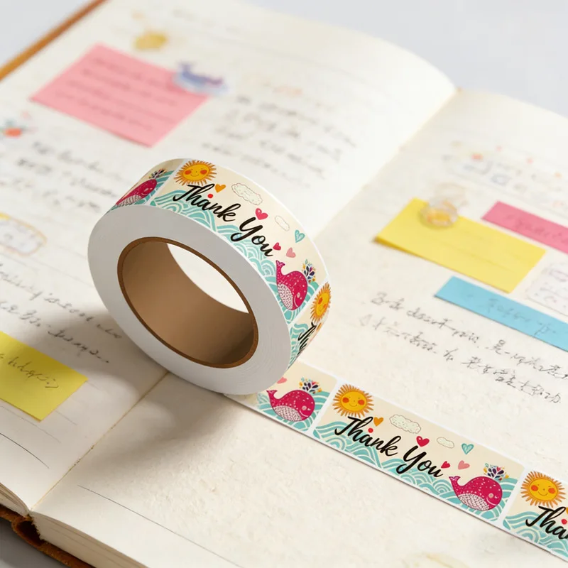 120pcs/Roll Rectangular Thank You Stickers Gift Sealing Stickers For Flower Shop Baking Gift Decor Adhesive Labels