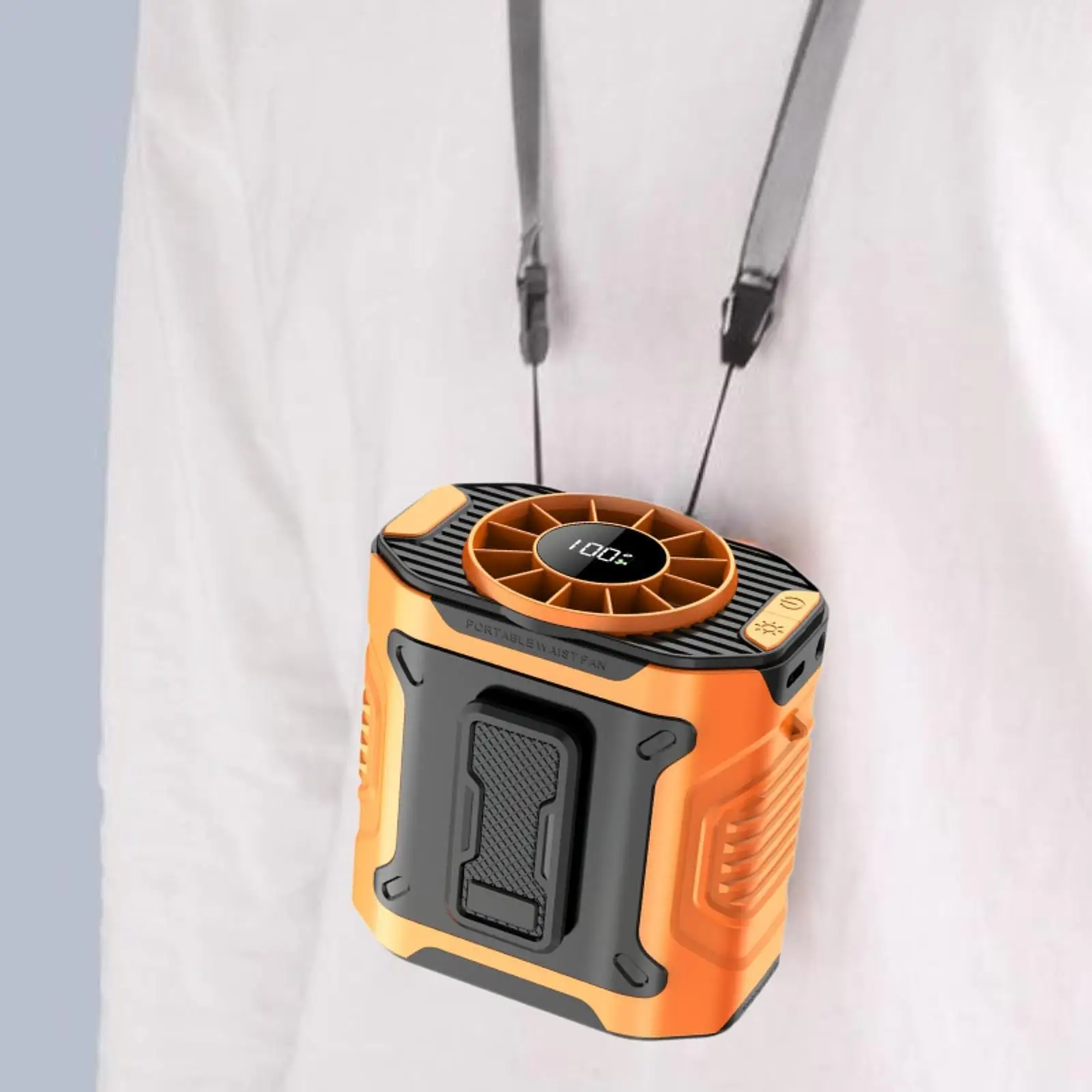 Ventilatore portatile da cintura di ricarica di tipo C Ventilatore da cintura indossabile Potenti flussi d'aria 100 velocità per escursioni in fattoria Lavori all'aperto Campeggio