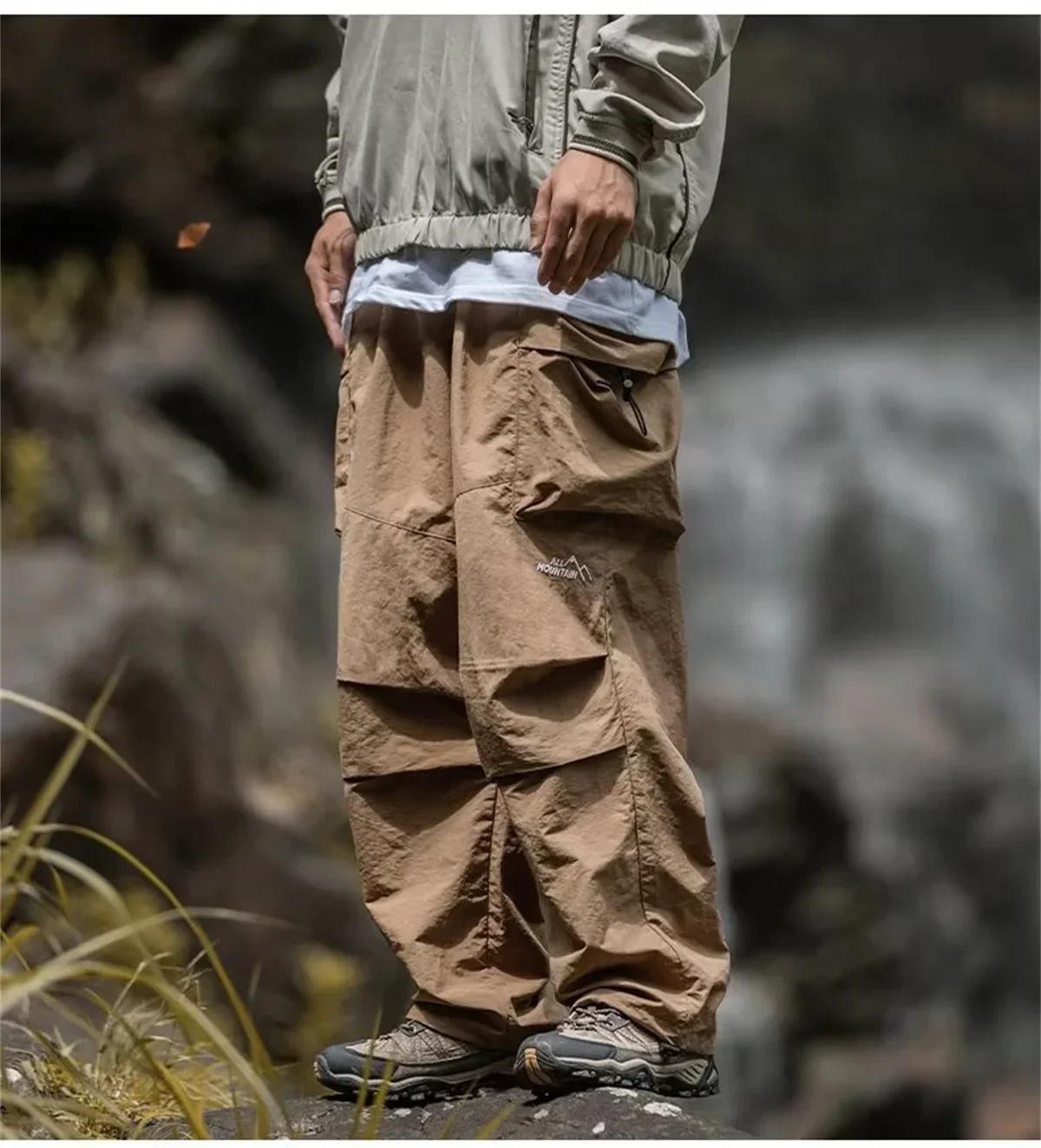 Herren-Hose mit offenem Schritt, verstecktem Reißverschluss, mehreren Taschen, Kordelzug, im Safari-Stil, für Outdoor-Aktivitäten, mit leicht verstecktem Reißverschluss, Schrittloshose. – Detail 2