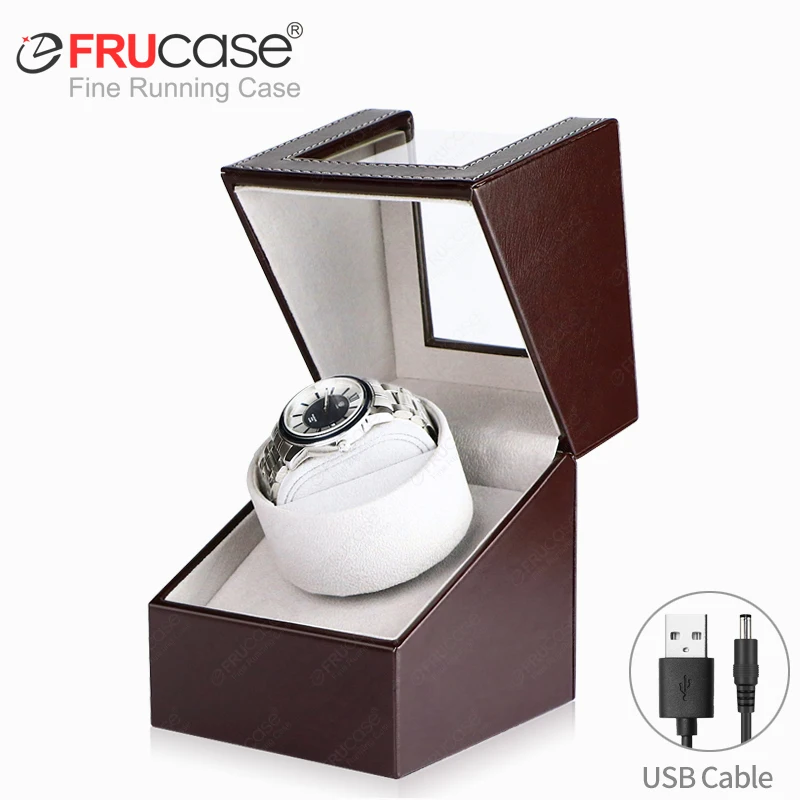 [2 Rotatiemodi] FRUCASE PU Watch Winder voor automatische horloges Horlogedoos 1-0 / 2-0