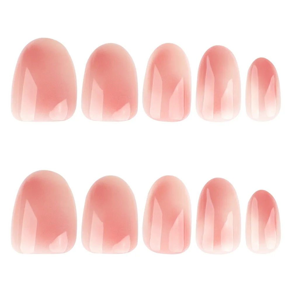 24pcs Ombre Press on Nails Short Oval Blush Nude Pink Fake Nails Reusable Gradient Full Cover Stick on Nail for Women Manicure view 5