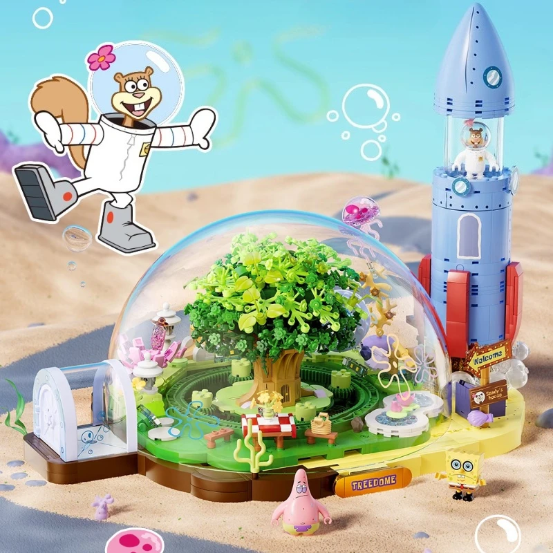 New AREAX Brick Area Building Blocks SpongeBob SquarePants Sandy's Dome Tree House Assembly Toy Boys Girls Christmas Gift