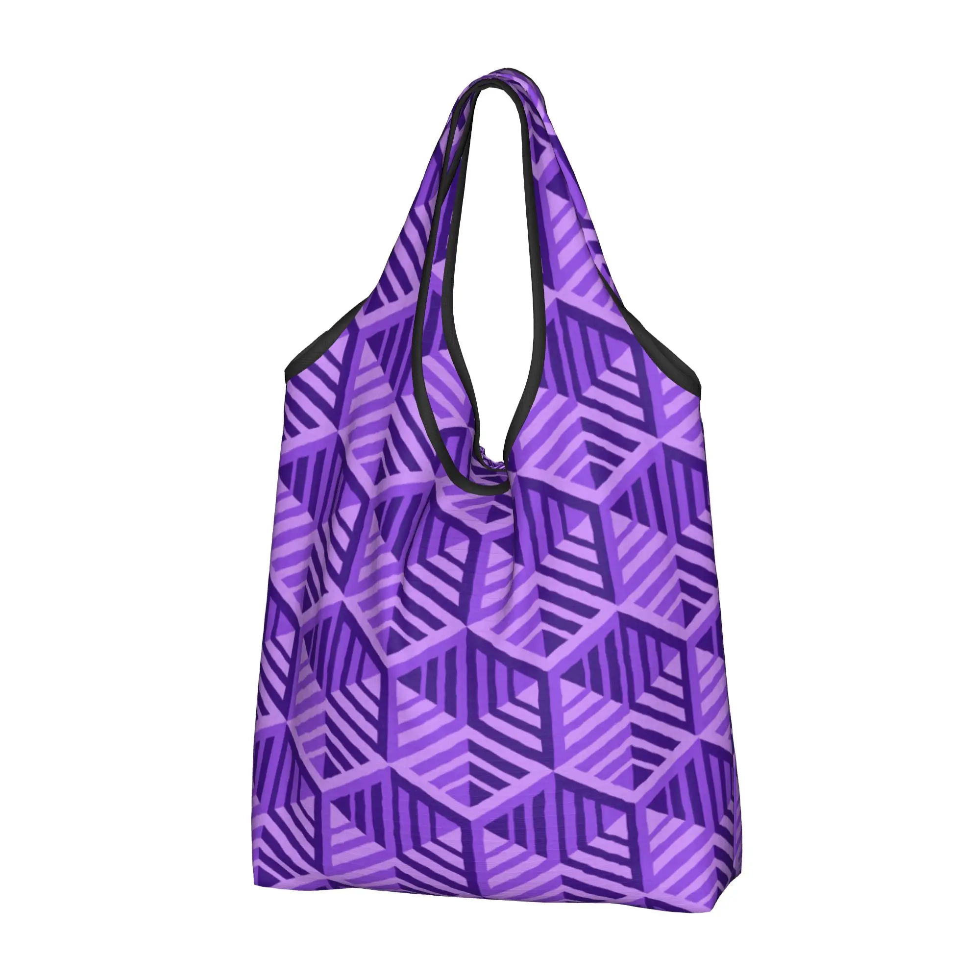 Recycling Geometry Lsometric Seamless Maze Abstract Shopping Bag Women Tote Bag Portable  Groceries Shopper Bags