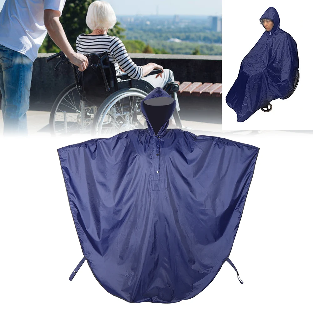 

Reflective Waterproof Hooded Wheelchair High Quality Rain Cover Raincoat Clothing For Elderly Disabled 1PC(Navy Blue Free Size)