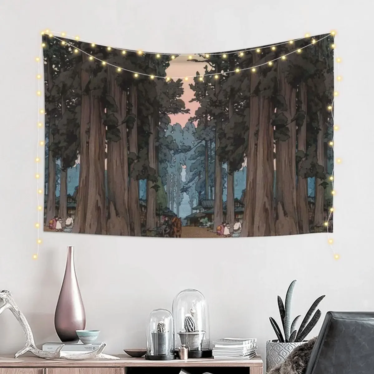 Avenue of Sugi trees - Yoshida Hiroshi Tapestry Decoration For Home Anime Decor Home Decor Aesthetic Tapestry