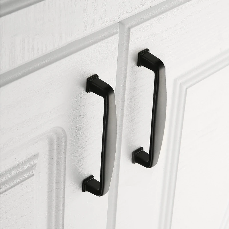 Minimalist Black Aluminum Alloy Cabinet Pull Handle American Nordic Style Furniture Knob Drawer Wardrobe Cupboard Home
