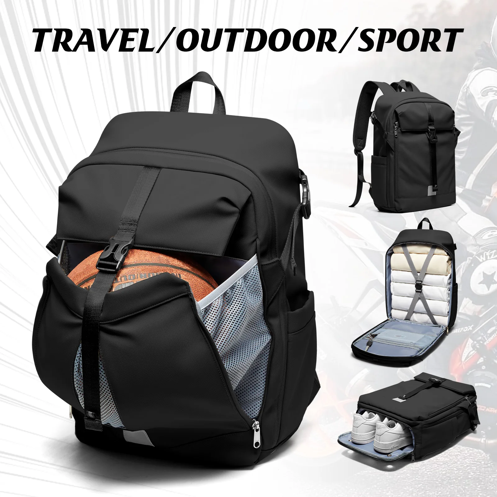 

Motorcycle Bag Large Capacity Waterproof Travel Backpack Hiking Camping Riding Outdoor Bag，Motorcycle Helmet Bag Basketball Bag