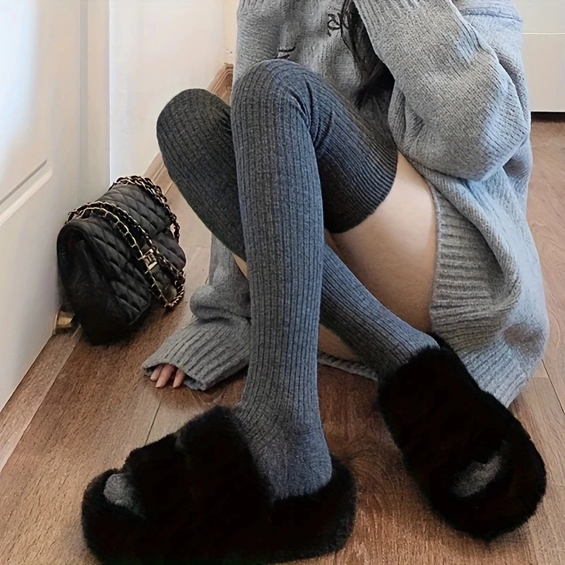 

Однотонные носки до бедра, удобный полный комплект носков выше колена, женские длинные носки