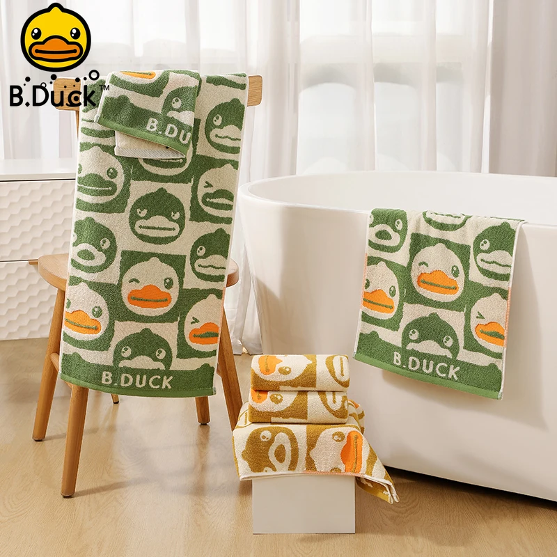 

B.Duck Thickened Towel Bathroom Absorbent Strong Long Staple Cotton Quick Absorb Antibacterial Technology Baby-Grade Softness