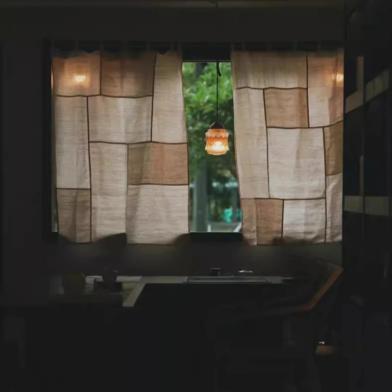 Door curtain half curtain transparent patchwork tea room hanging blocking partition