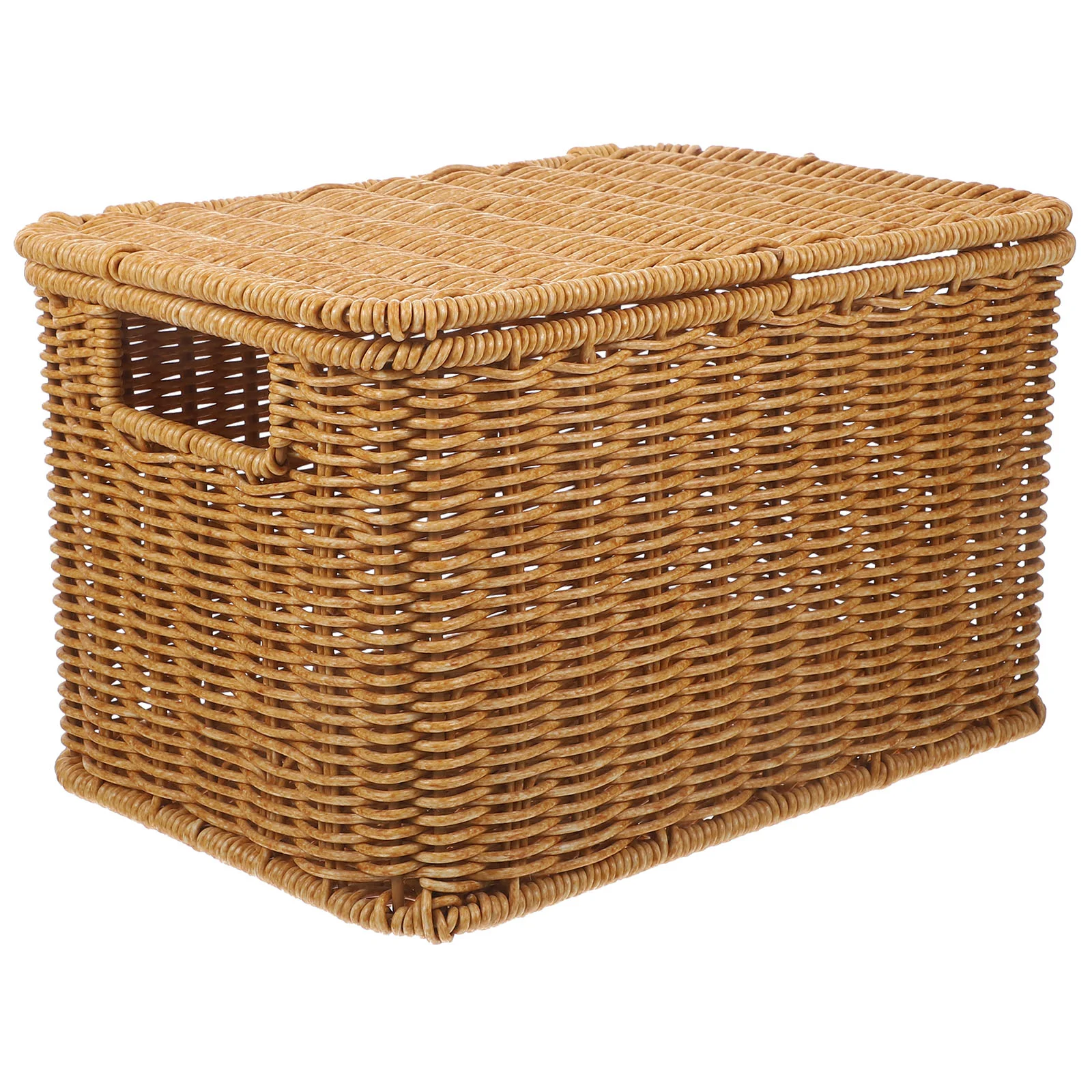 Woven Storage Box Wicker Basket Baskets Ratan Rattan Hamper with Lid Clothing Receiving Clothes Large