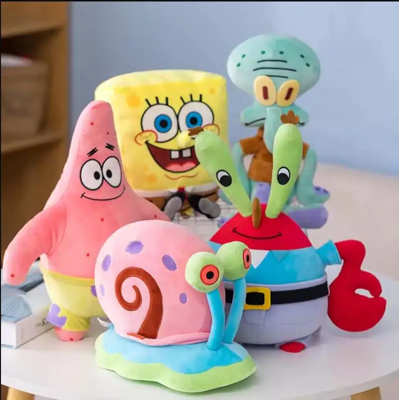 أنيمي سبونجبوب سكوير بانتس باتريك ستار Squidward يوجين H. Krabs غاري Kawaii الكرتون محشوة ألعاب من القطيفة هدية عيد ميلاد للأطفال
