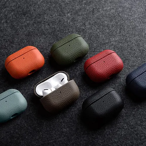 Imagen 2 del producto Para AirPods Pro 3 Pro3 Funda de cuero genuino de cuero de vaca de lujo funda protectora Apple AirPods 4 Pro 2 3 fundas para auriculares Bluetooth
